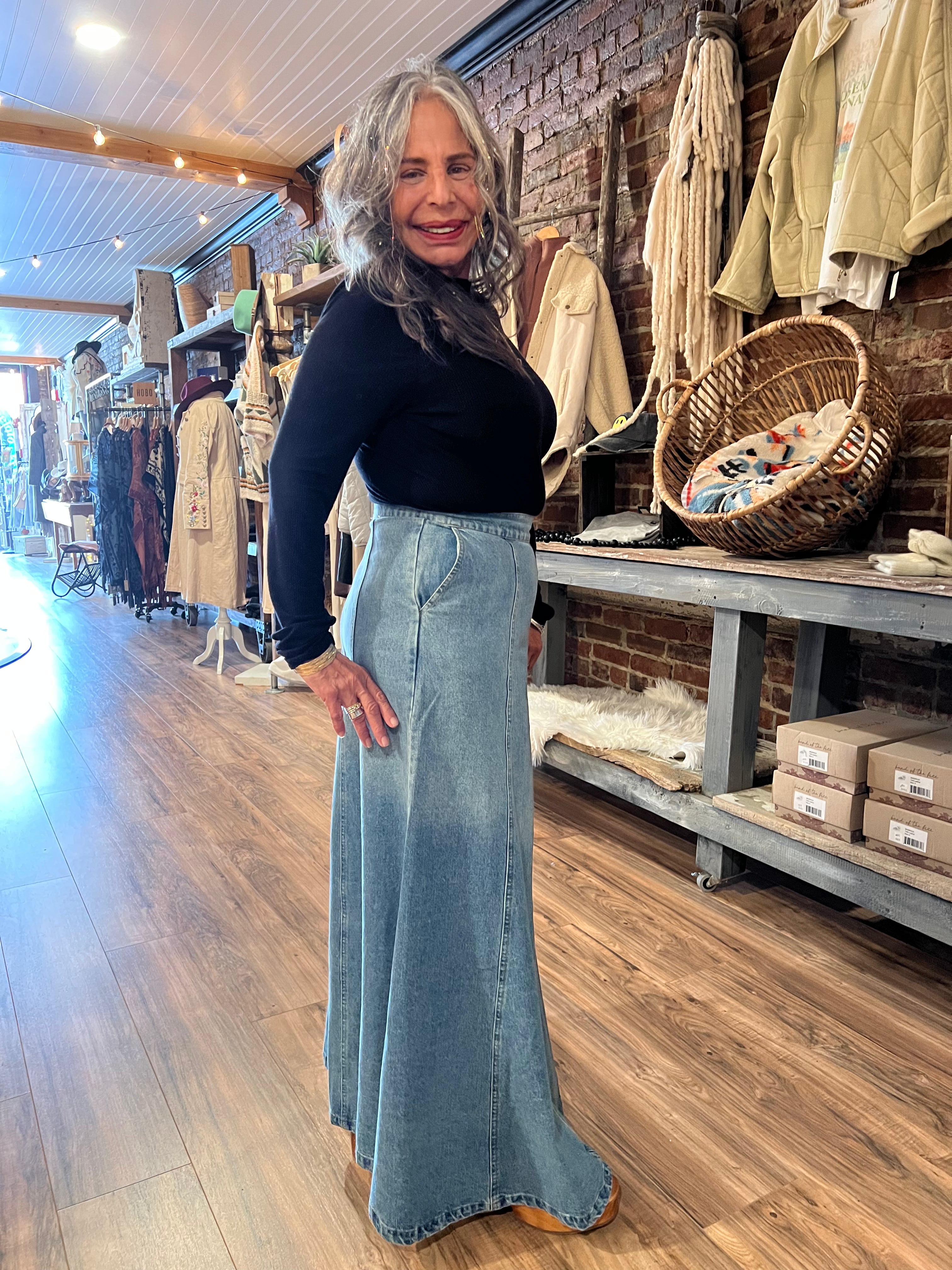 Maxi Denim A line Skirt – Blue Door Boutique
