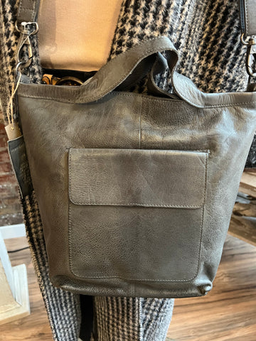 Gorgeous Charcoal Leather Handbag