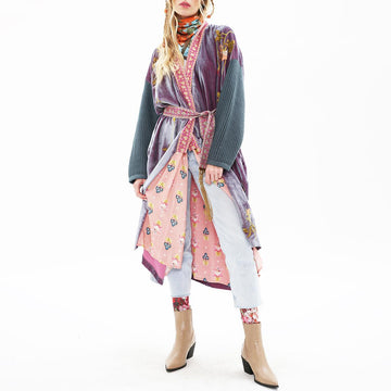 Lavender Embroidered Velvet Duster