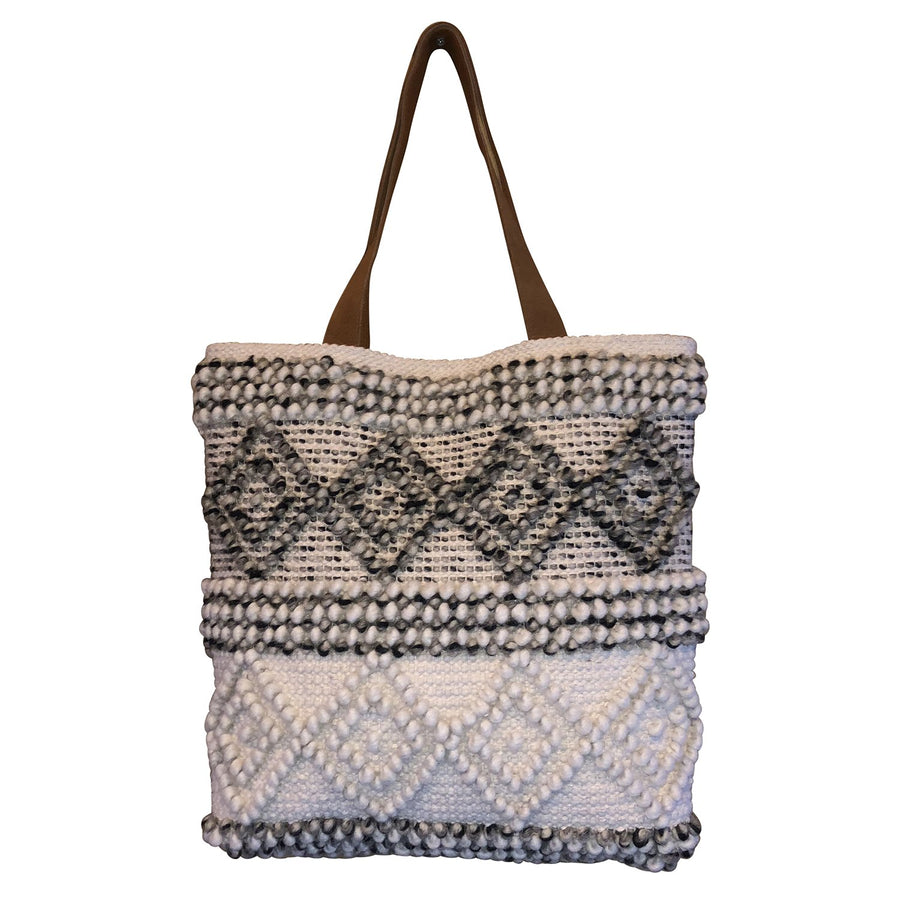 Ivory and Taupe Diamond Tote