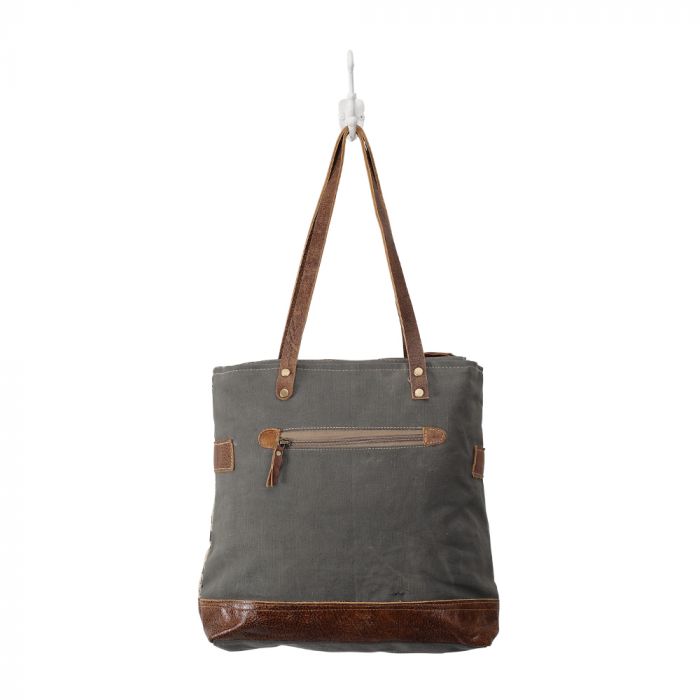 Side Floral Print Canvas Tote Bag