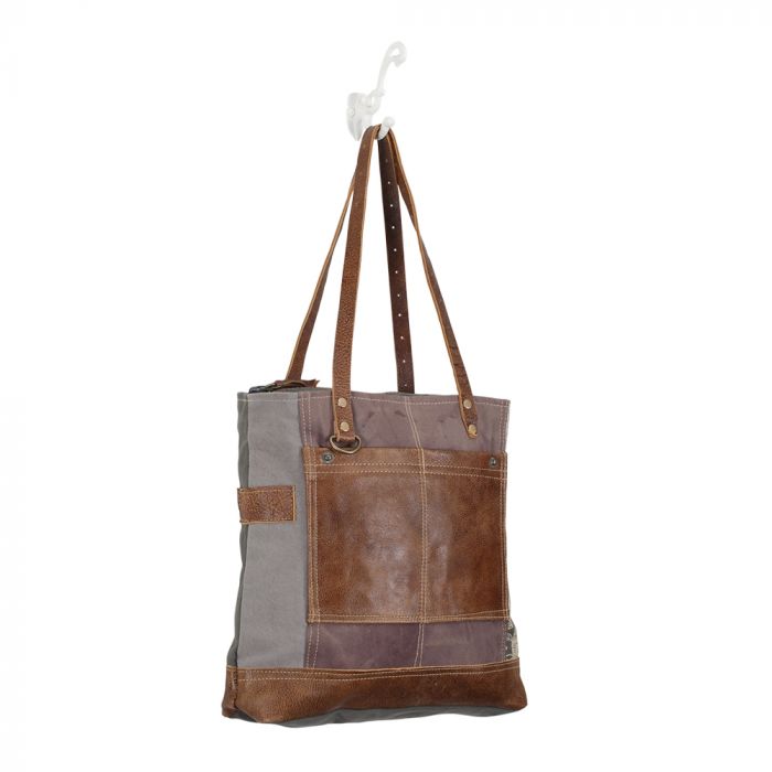 Side Floral Print Canvas Tote Bag