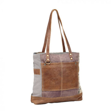 Side Floral Print Canvas Tote Bag