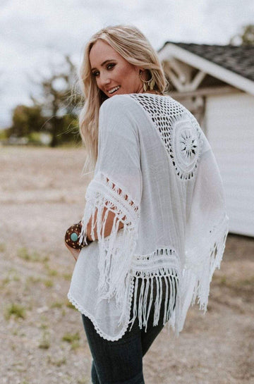 White Macramé Kimono
